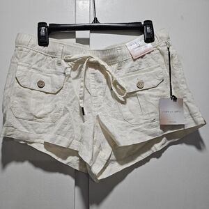 NWT Happily Grey Linen Cargo Shorts, Large